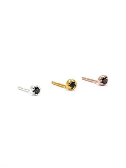 Sur Stud Earrings - 925 Sterling SilverBlack SapphireBackUpItemsBest Friend GiftLunai Jewelry