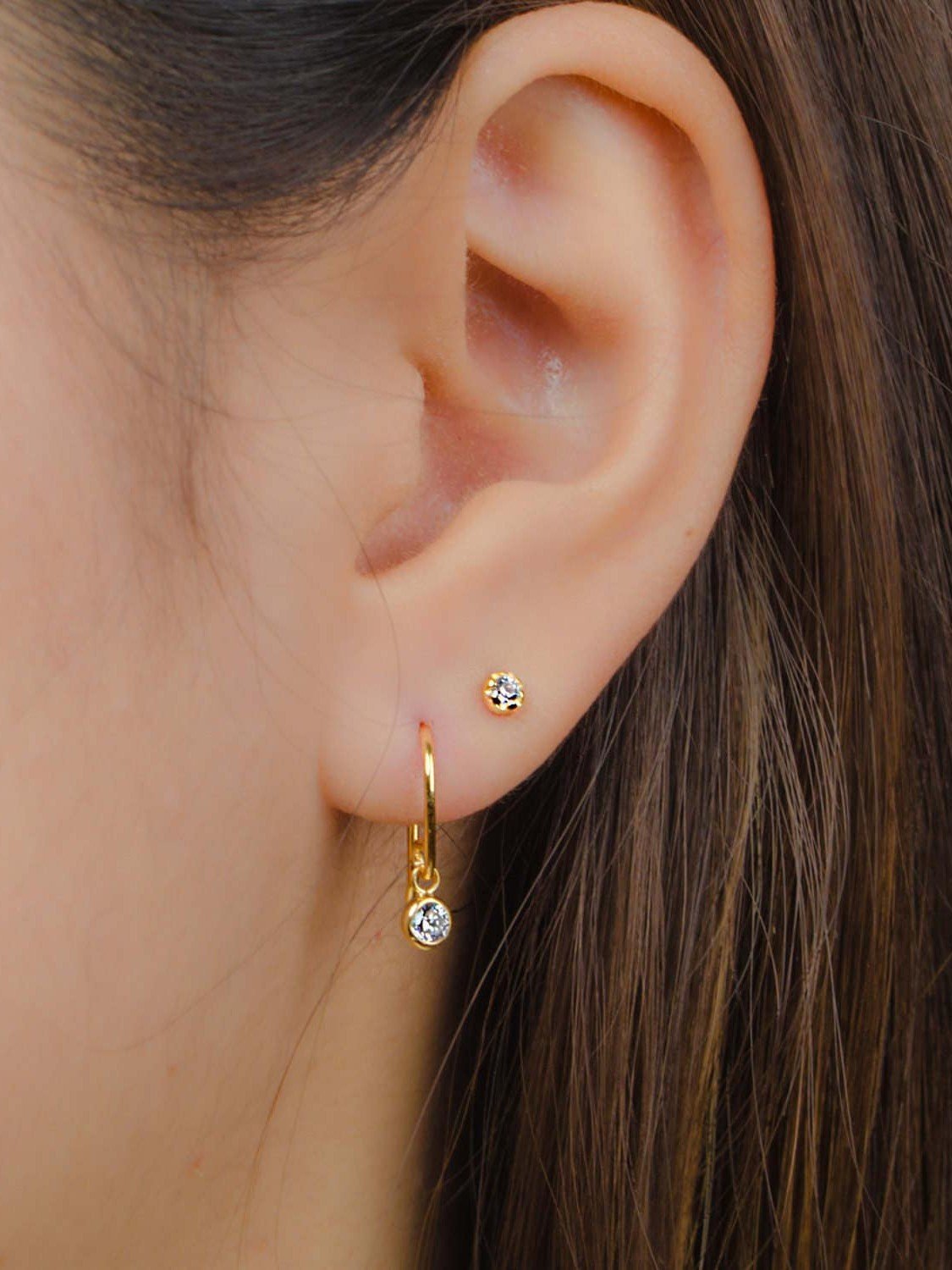 Sur Stud Earrings - 925 Sterling SilverWhite ZirconBackUpItemsBest Friend GiftLunai Jewelry