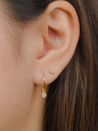 Sur Stud Earrings - 925 Sterling SilverWhite ZirconBackUpItemsBest Friend GiftLunai Jewelry