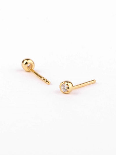 Sur Stud Earrings - 925 Sterling SilverWhite ZirconBackUpItemsBest Friend GiftLunai Jewelry