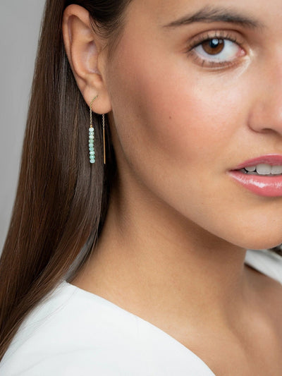Sylene Chain Earring Natural Stone - 1. Amazonite105MMamazoniteapatite earringsLunai Jewelry