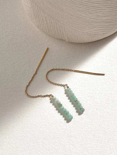 Sylene Chain Earring Natural Stone - 1. Amazonite80MMamazoniteapatite earringsLunai Jewelry