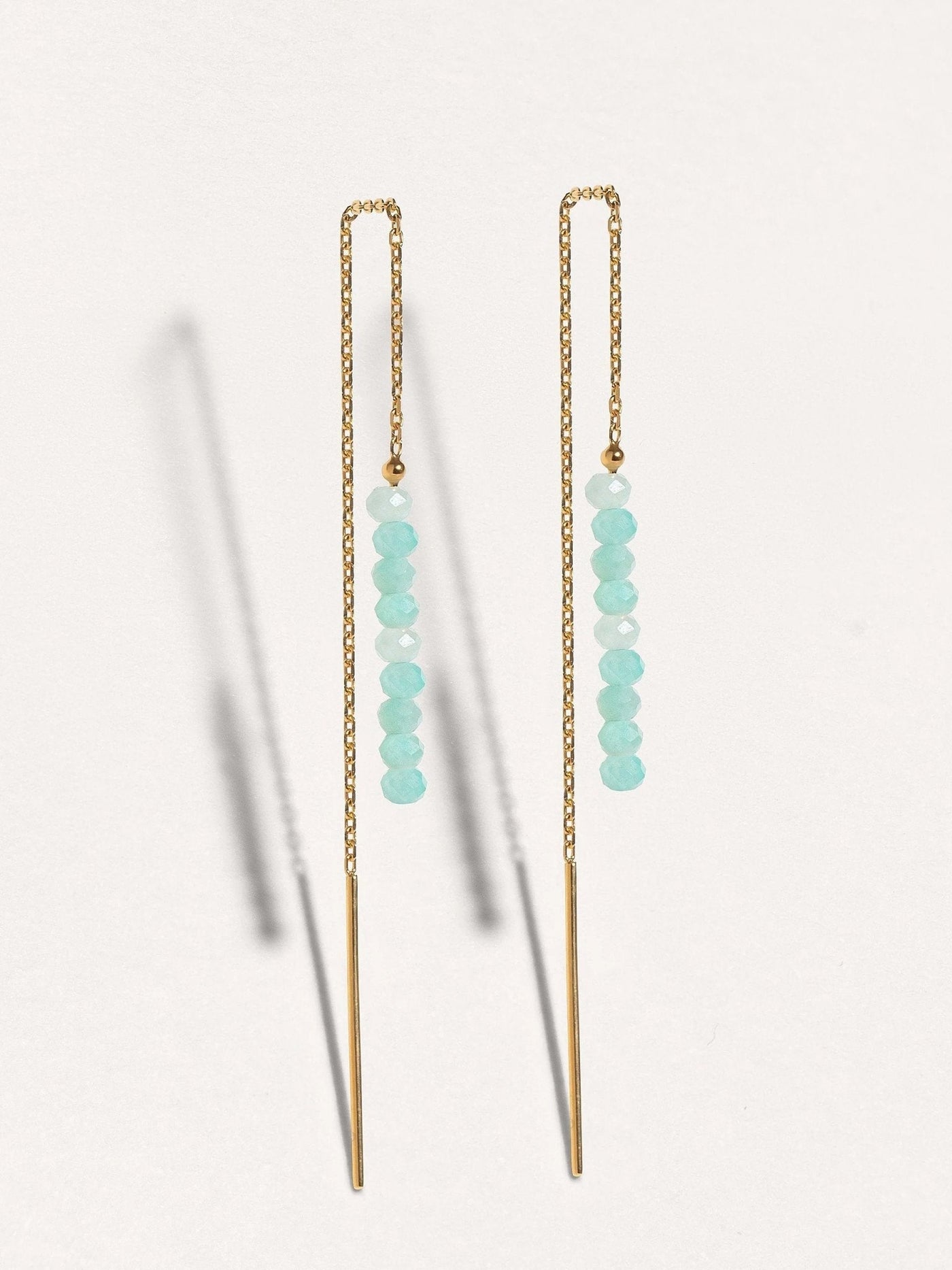 Sylene Chain Earring Natural Stone - 1. Amazonite105MMamazoniteapatite earringsLunai Jewelry