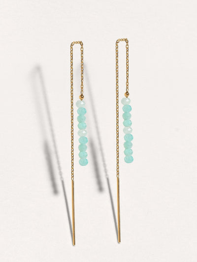 Sylene Chain Earring Natural Stone - 1. Amazonite105MMamazoniteapatite earringsLunai Jewelry
