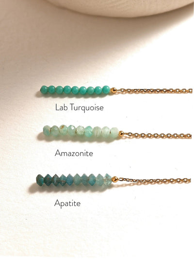 Sylene Chain Earring Natural Stone - 2. Apatite80MMamazoniteapatite earringsLunai Jewelry