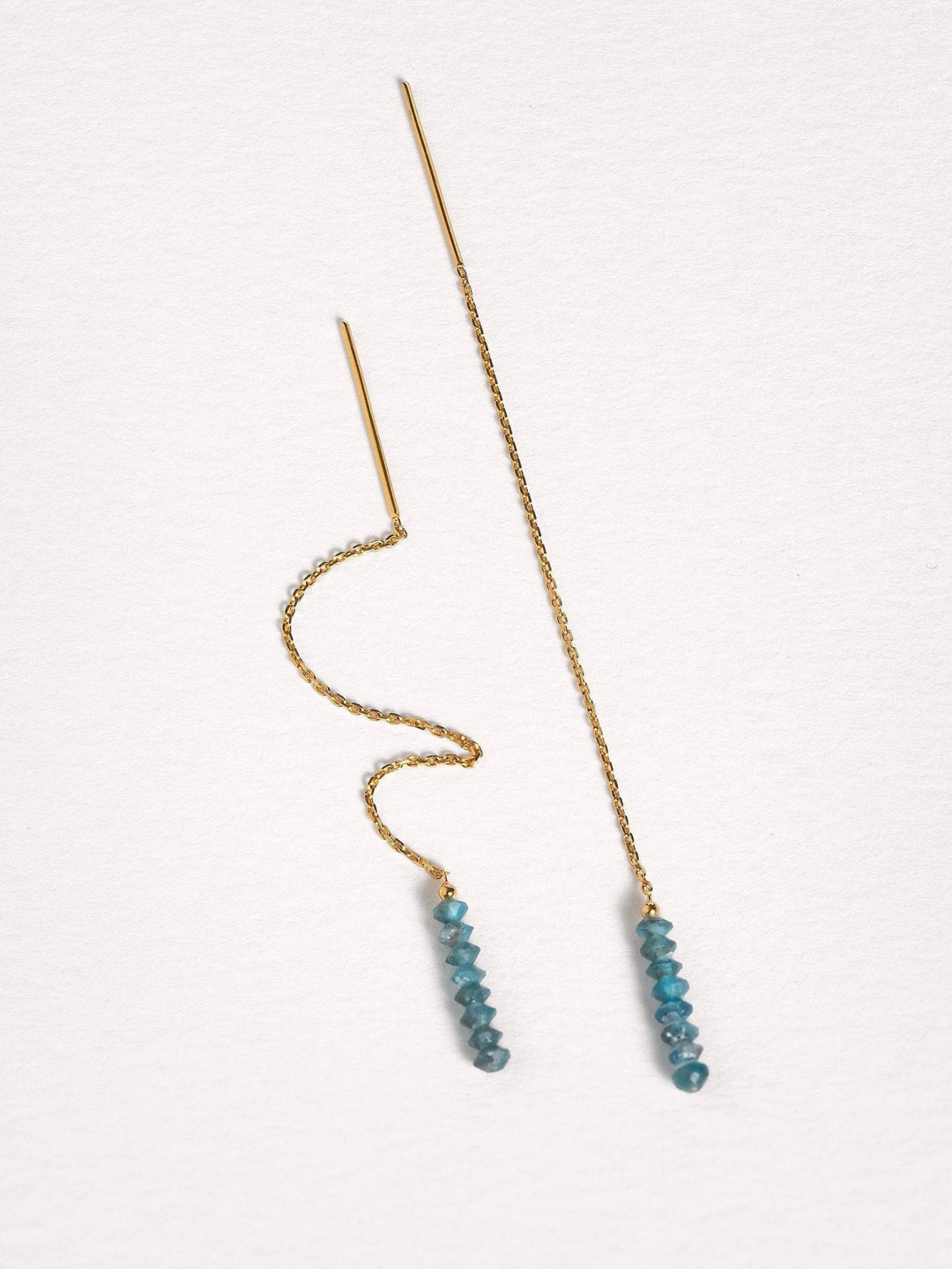 Sylene Chain Earring Natural Stone - 2. Apatite105MMamazoniteapatite earringsLunai Jewelry
