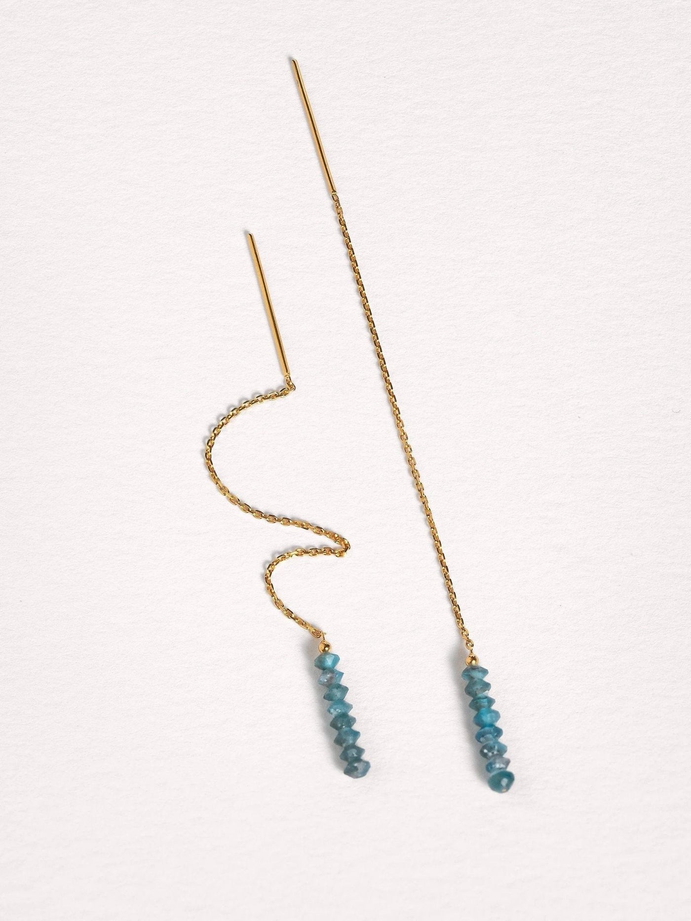 Sylene Chain Earring Natural Stone - 2. Apatite105MMamazoniteapatite earringsLunai Jewelry