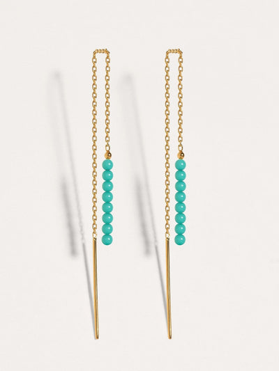 Sylene Chain Earring Natural Stone - 3. Turquoise (Lab)105MMamazoniteapatite earringsLunai Jewelry