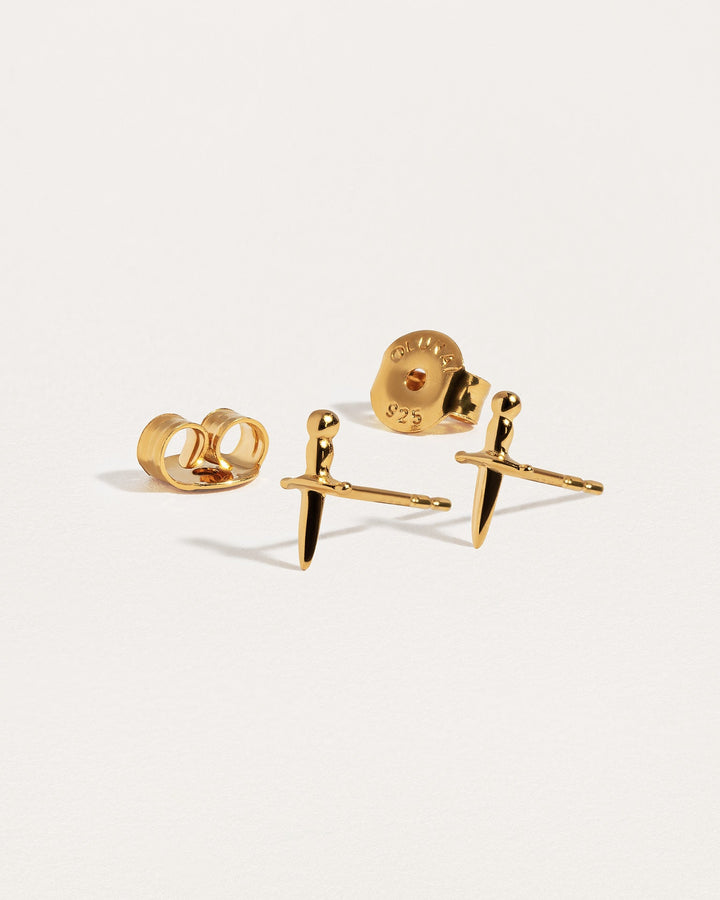 Back view of Tessa Sword Stud Earrings showing post and butterfly clasp