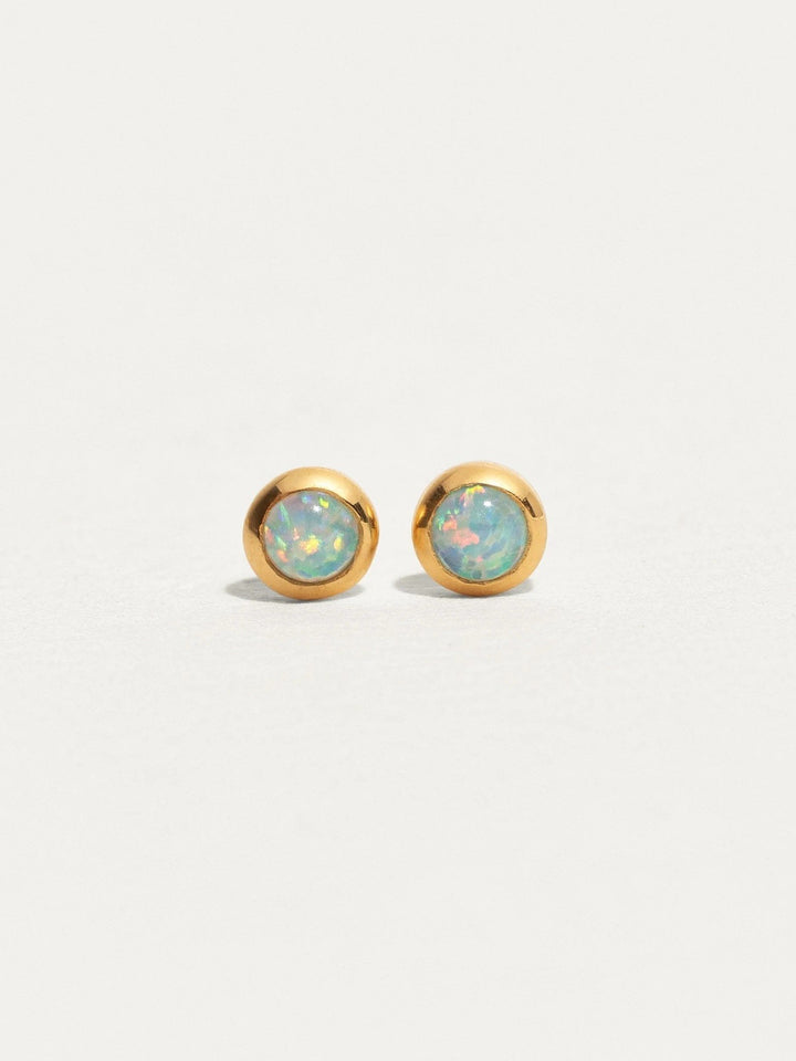 Therese Opal Stud Earrings - 24K Gold PlatedBackUpItemsBirthstone GiftLunai Jewelry