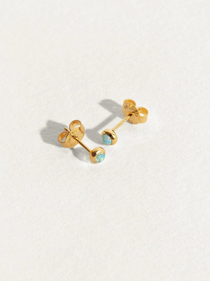 Therese Opal Stud Earrings - 24K Gold PlatedBackUpItemsBirthstone GiftLunai Jewelry