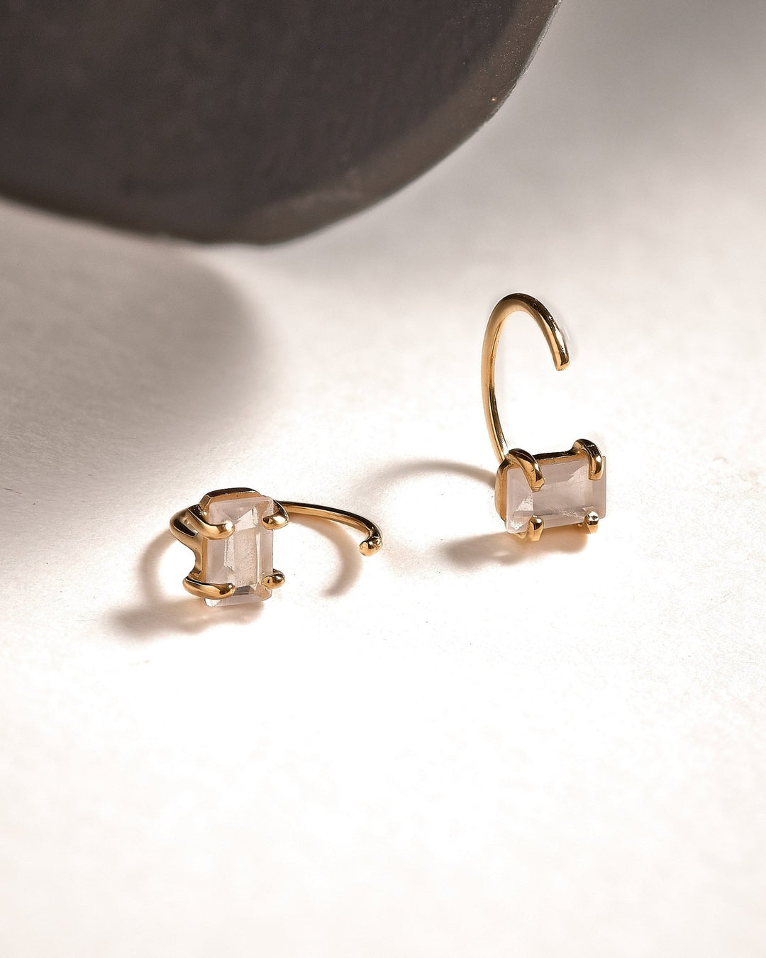 Trudel Gemstone Huggies Earrings - 24K Gold PlatedBackUpItemsBirthday GiftLunai Jewelry