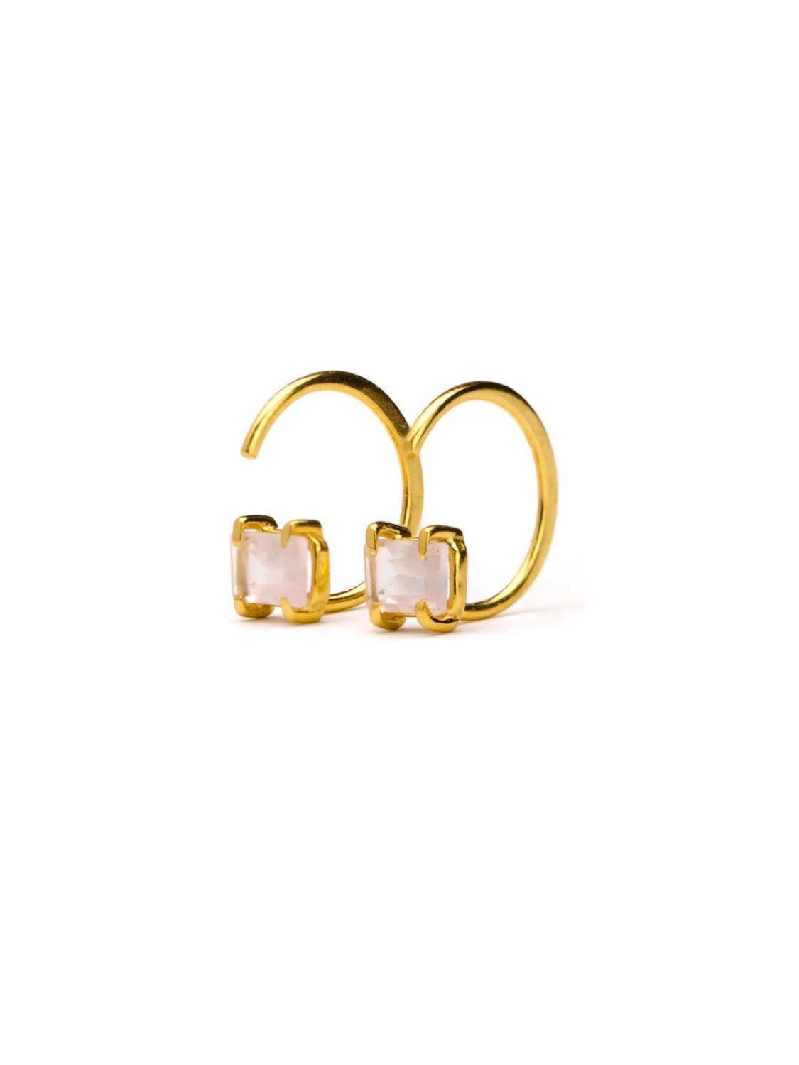 Trudel Rose Quartz Earrings - Yellow Gold ShinyBackUpItemsBirthday GiftLunai Jewelry