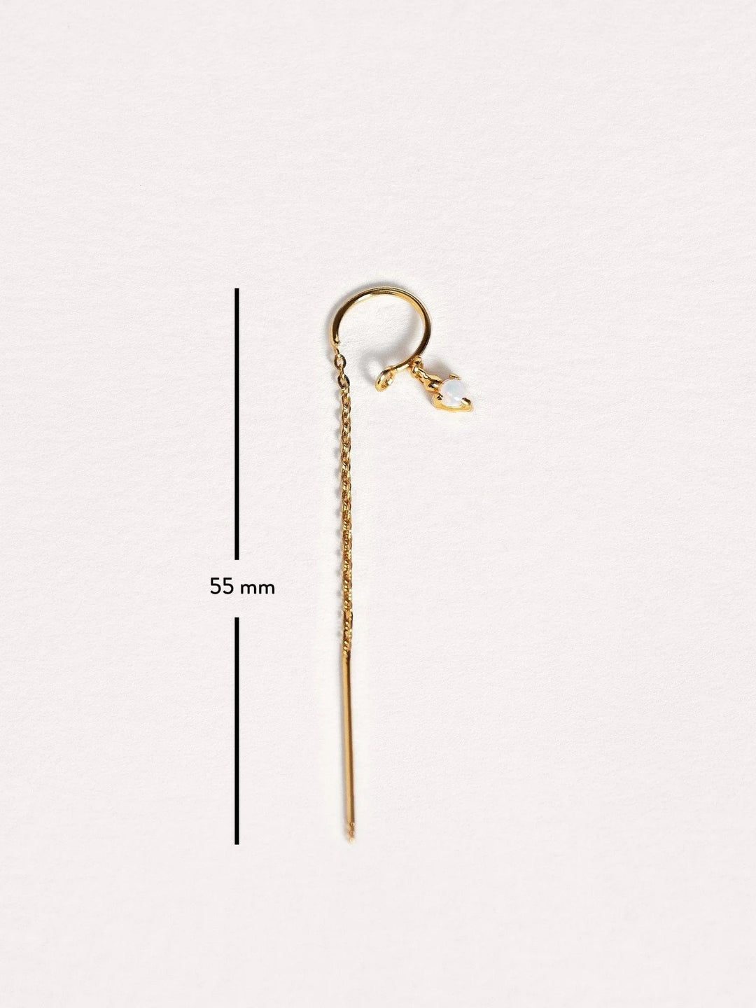 Ulfa Silver Droplet Ear Threader Earrings - 24K Gold PlatedMoonstone 55 mmanti tarnish jewelrychain drop earringsLunai Jewelry
