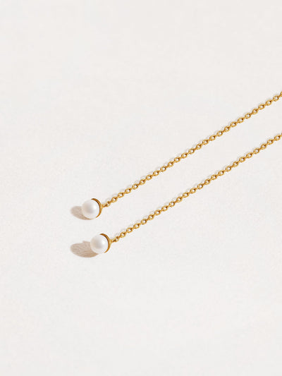 Ullyna Small Pearl Ear Thread Earrings - St Silver 5mm10Aesthetic JewelryBaroque PearlsLunai Jewelry