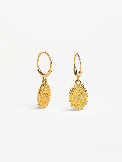 Varonessa Flaming Heart Dangle Earrings - 24K Gold PlatedPair925 silver jewelryartisan earringsLunai Jewelry