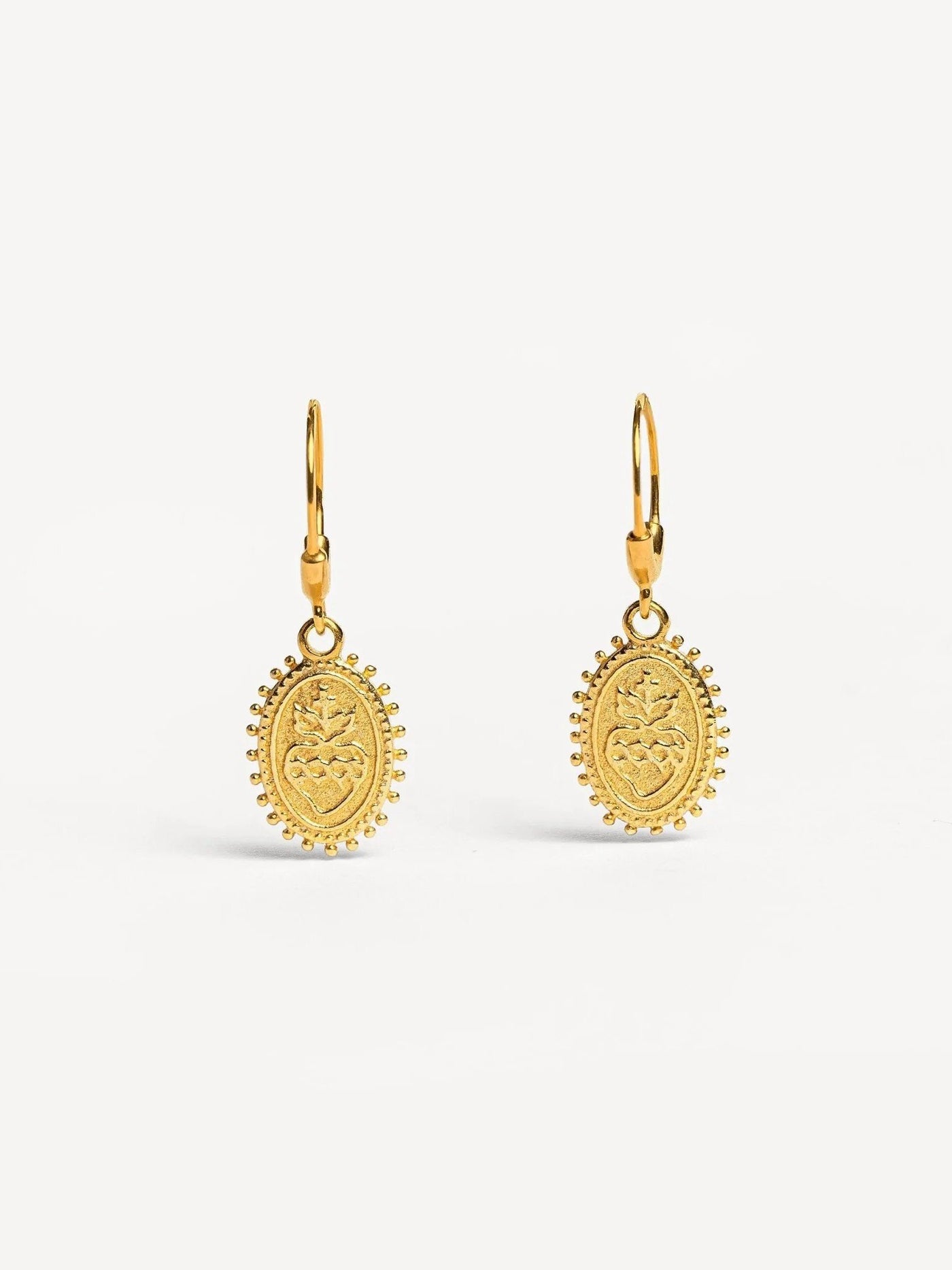 Varonessa Flaming Heart Dangle Earrings - 24K Gold PlatedPair925 silver jewelryartisan earringsLunai Jewelry