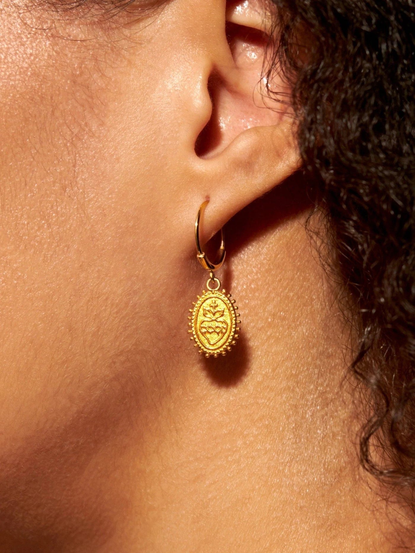 Varonessa Flaming Heart Dangle Earrings - 24K Gold PlatedSingle925 silver jewelryartisan earringsLunai Jewelry