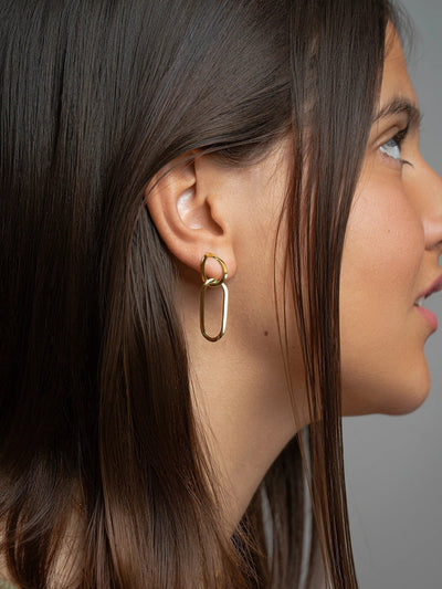 Vermilia Gold Link Earrings - 24K Gold Platedcable link EarringsChain Drop EarringsLunai Jewelry