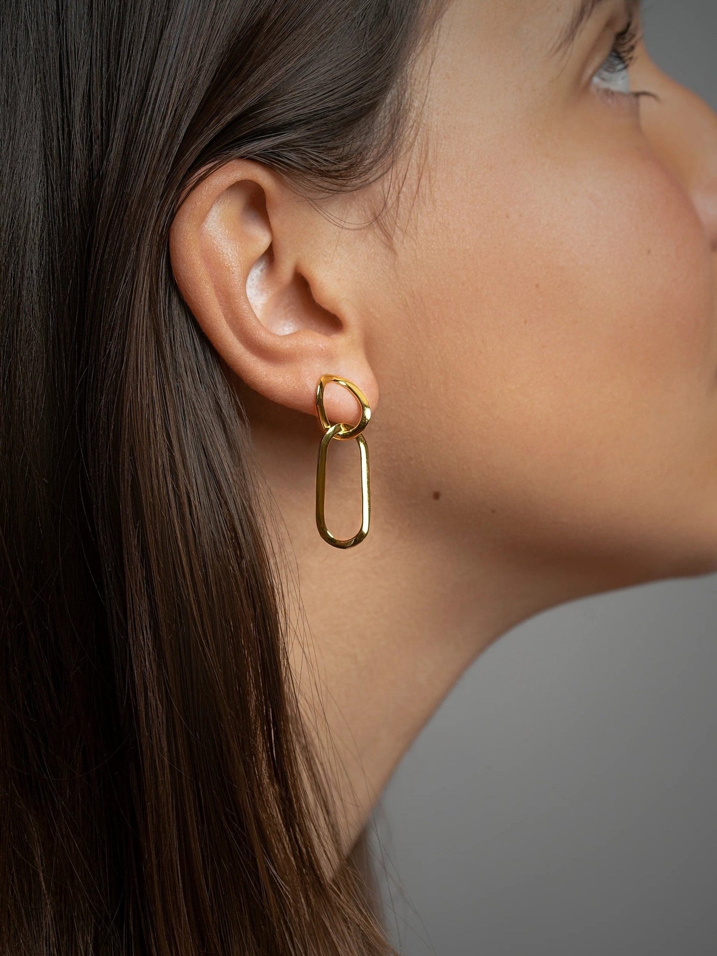 Vermilia Gold Link Earrings - 24K Gold Platedcable link EarringsChain Drop EarringsLunai Jewelry