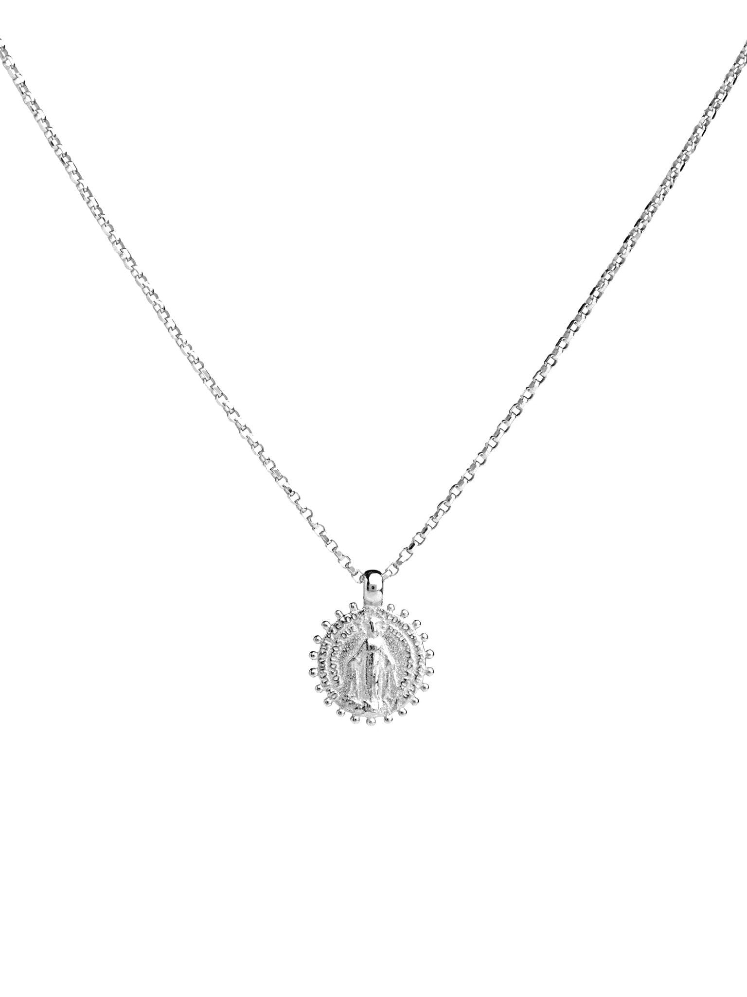 Virgin Mary Necklace - 15.7St Silver ShinyAdjustable NecklaceBackUpItemsLunai Jewelry