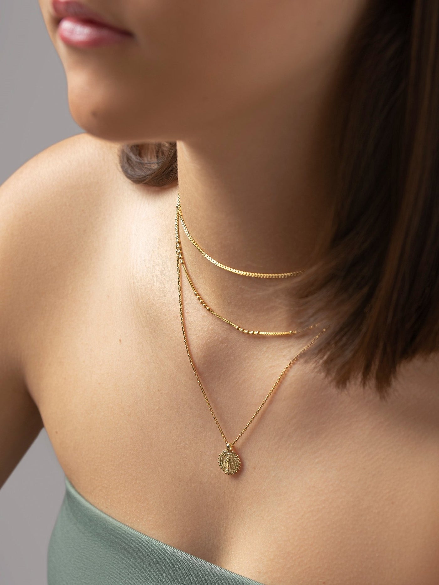 Virgin Mary Necklace - 19.718K Rose Gold PlatedAdjustable NecklaceBackUpItemsLunai Jewelry