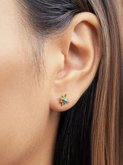Zelma Turquoise Stud Earrings - 18K Rose Gold PlatedBackUpItemsChain Drop EarringsLunai Jewelry