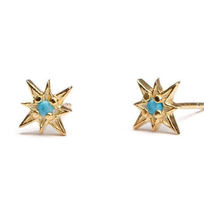 Zelma Turquoise Stud Earrings - 24K Gold PlatedBackUpItemsChain Drop EarringsLunai Jewelry