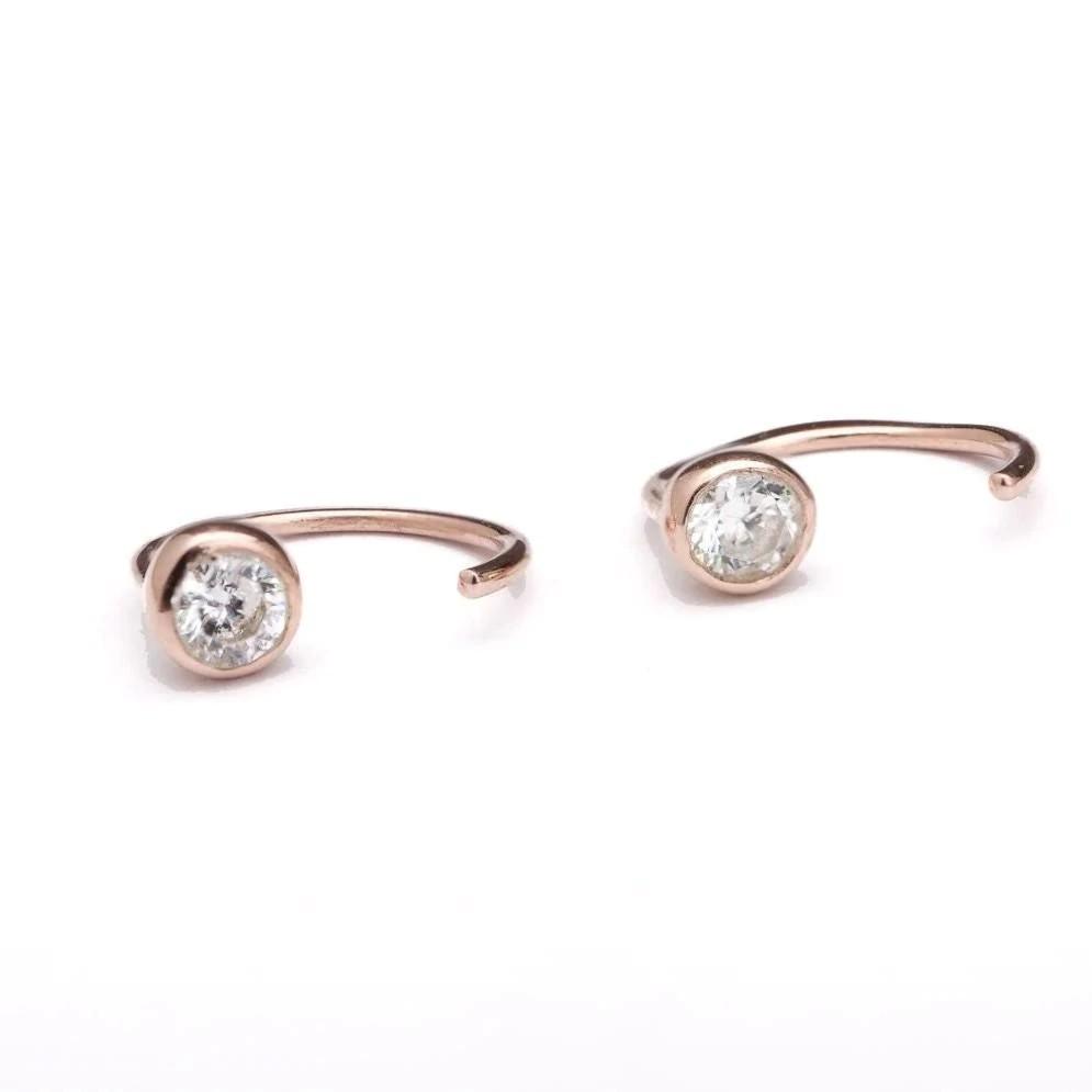 Zipi Huggie Hoop Earrings - 18K Rose Gold PlatedBackUpItemsBirthstone JewelryLunai Jewelry