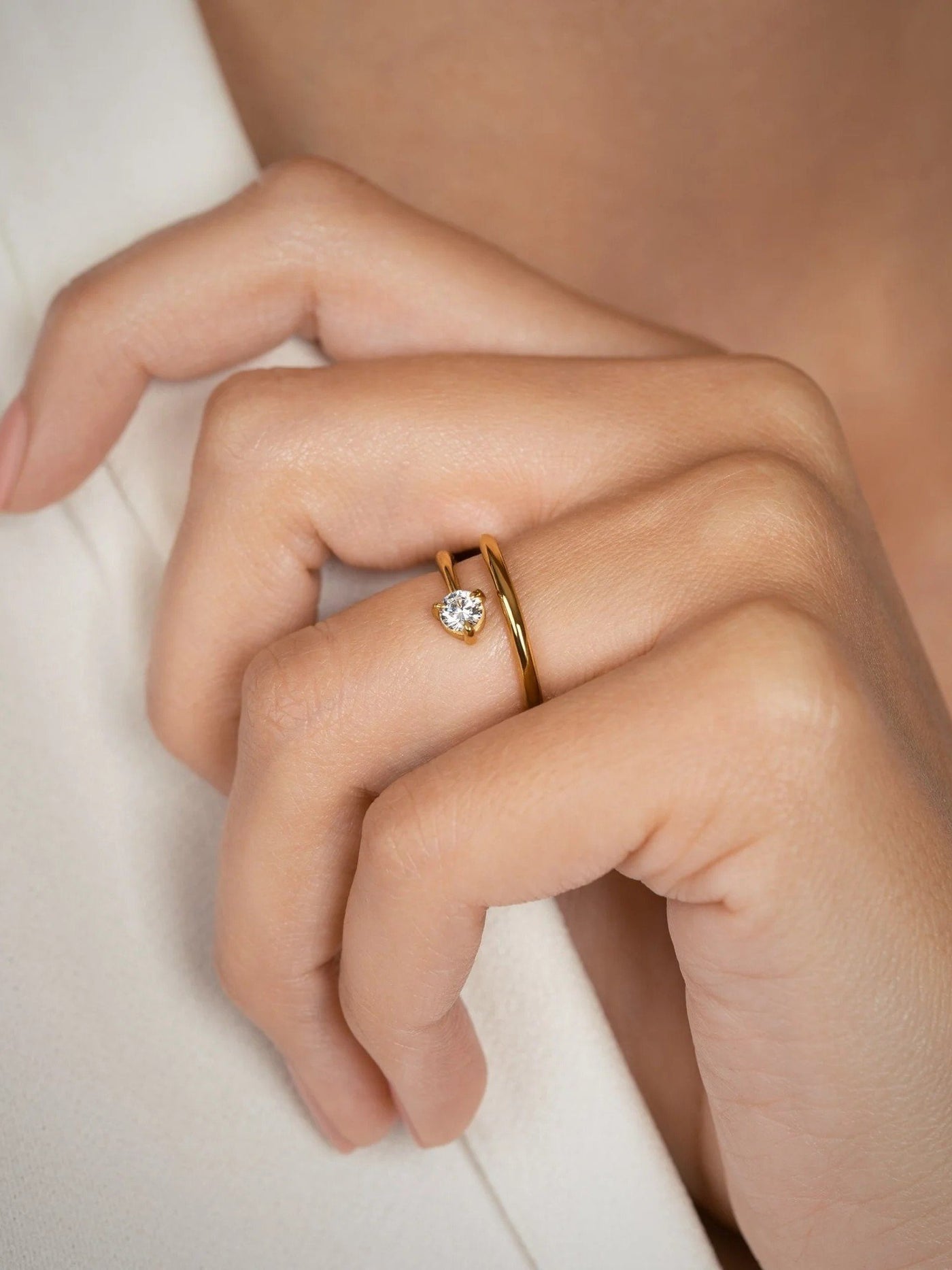 Zirconia Skinny Gold Ring - 24K Gold Vermeil5Adjustable RingAnniversary GiftLunai Jewelry